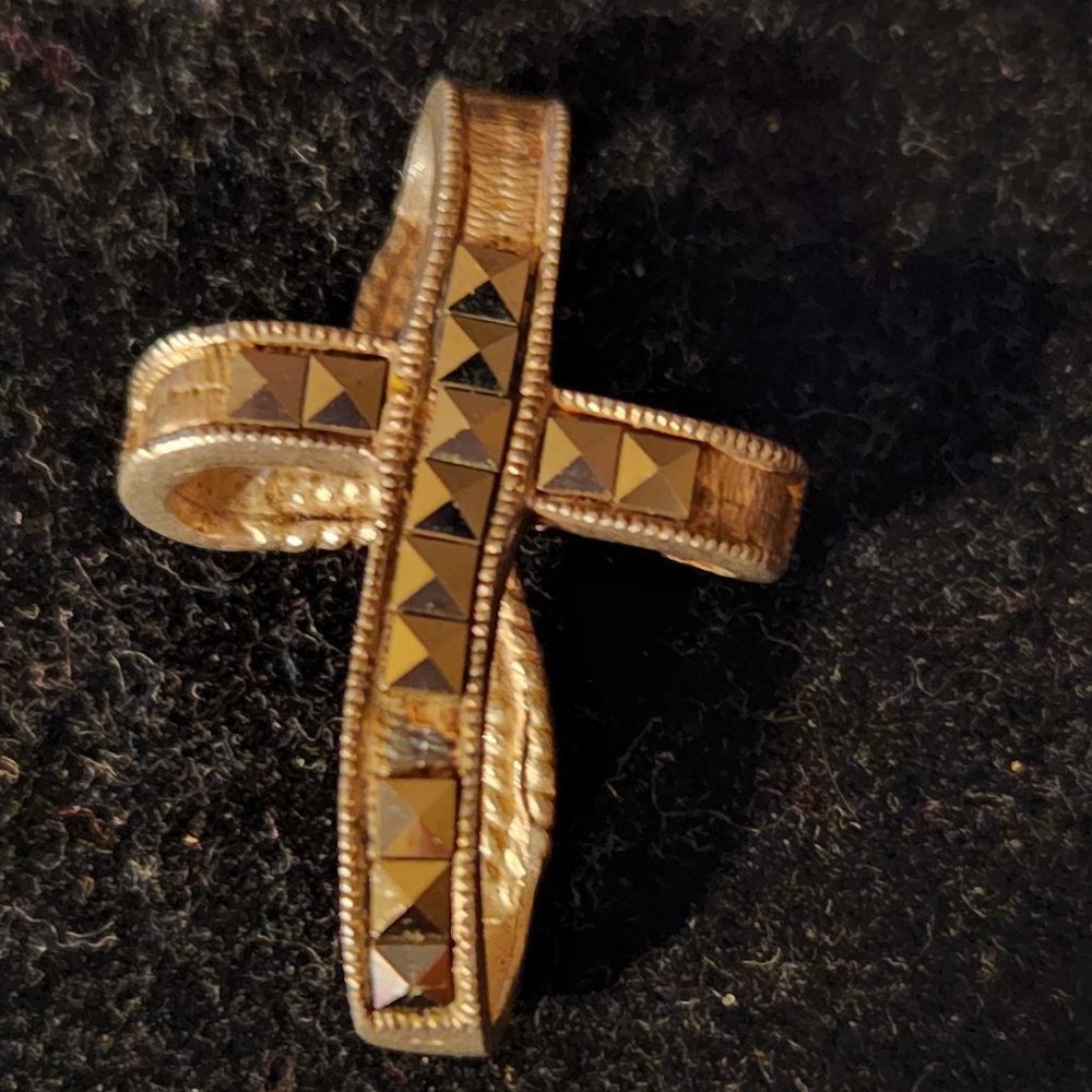 Vintage Sterling Silver Marcasite Cross Slider 1" x 3/4"  3.5g Nice Flow
